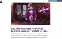 No Bull Intentions Offering Supreme League of Patriots for Free to Players Who Bought Arkham Knight