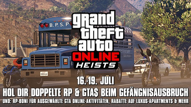 GTA Online-Heist 'Gefängnisausbruch': DOUBLE SCORE-WOCHENENDENews - Spiele-News  |  DLH.NET The Gaming People